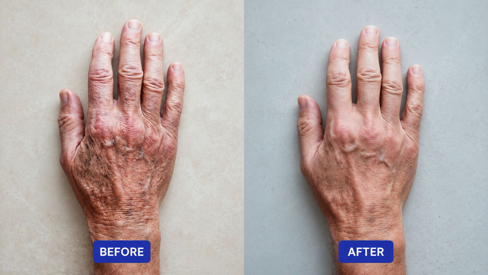 Dark spots on men's hands